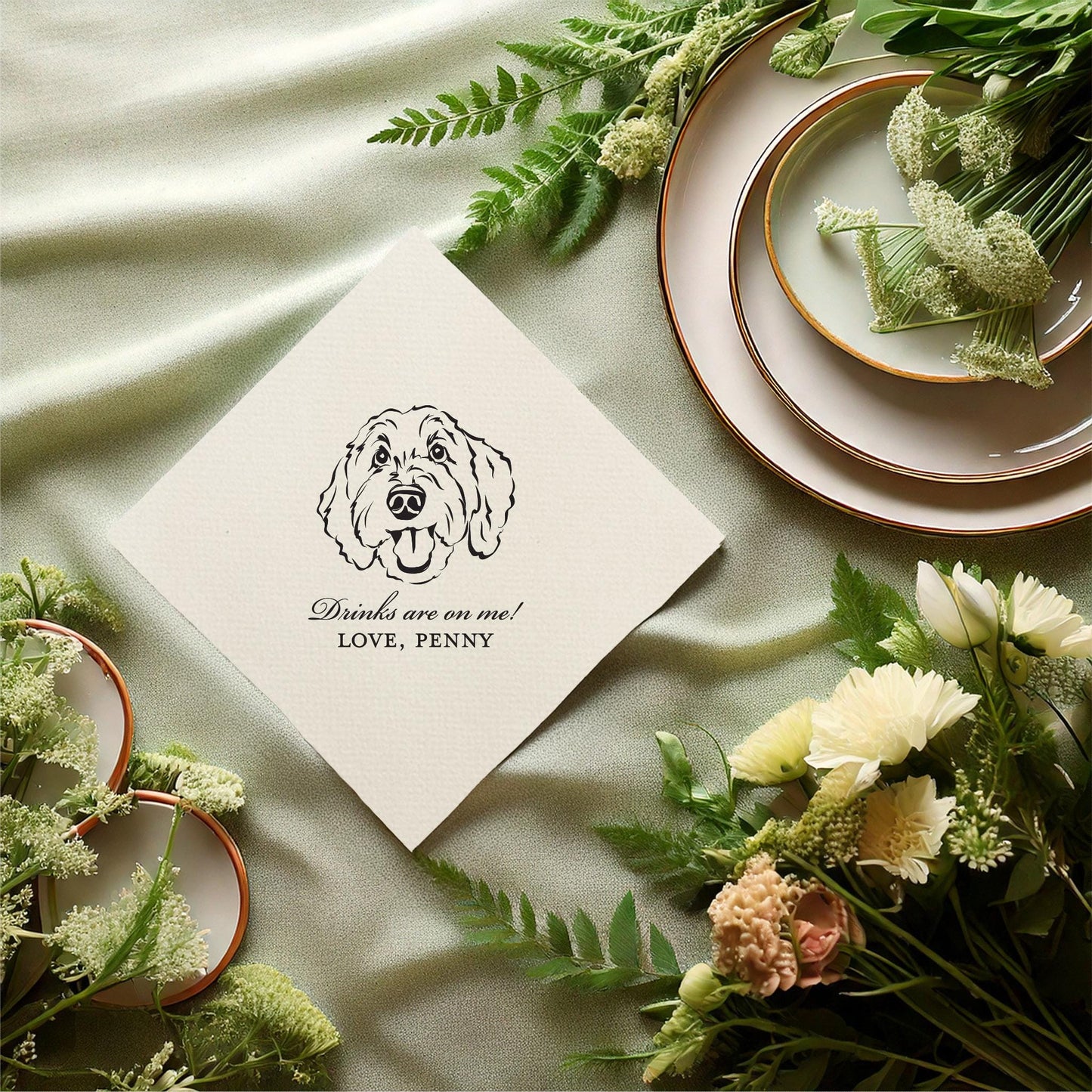 Custom Pet Portrait Cocktail Napkins: Personalized Party Decor