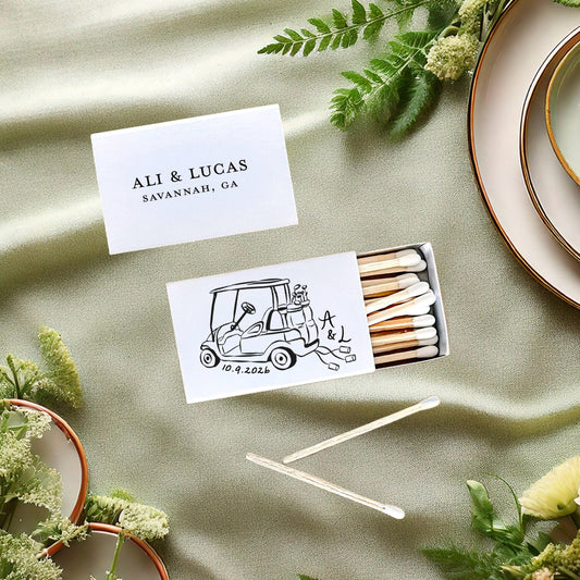 Golf Cart Just Married Car Matchboxes