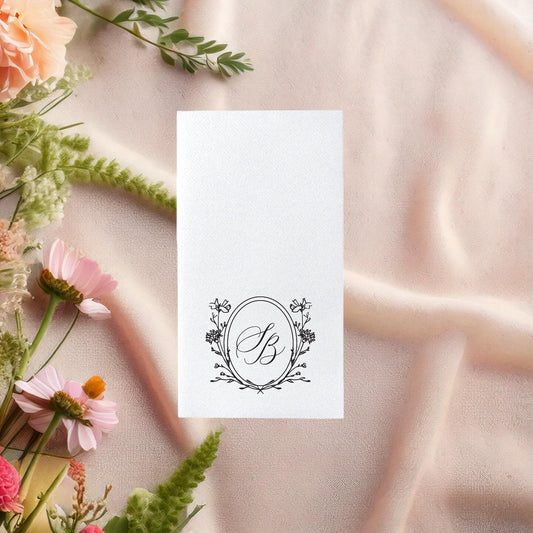 Classic Wildflower Crest Guest Towel Napkin