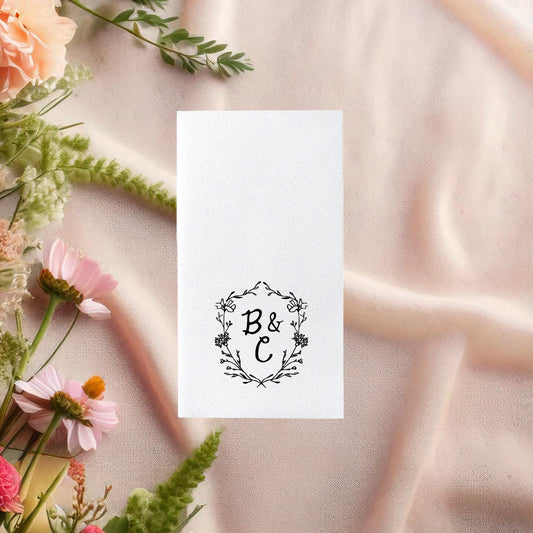 Whimsical Wildflower Crest Guest Towel Napkin