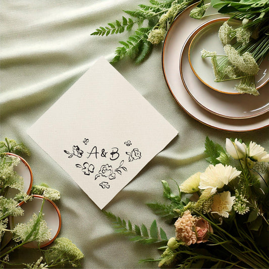 Floral Wedding Cocktail Napkin