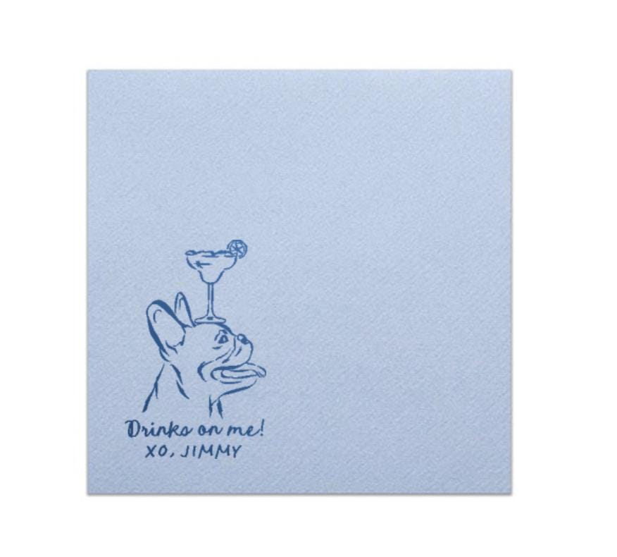Dog with Glass on Nose Cute Illustration Cocktail Napkin