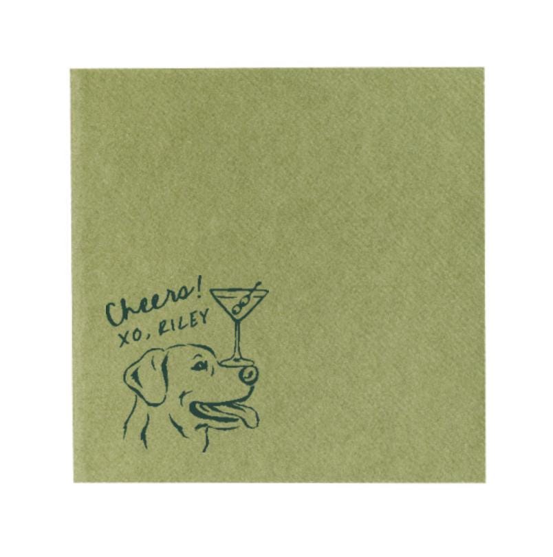 Dog with Glass on Nose Cocktail Napkin