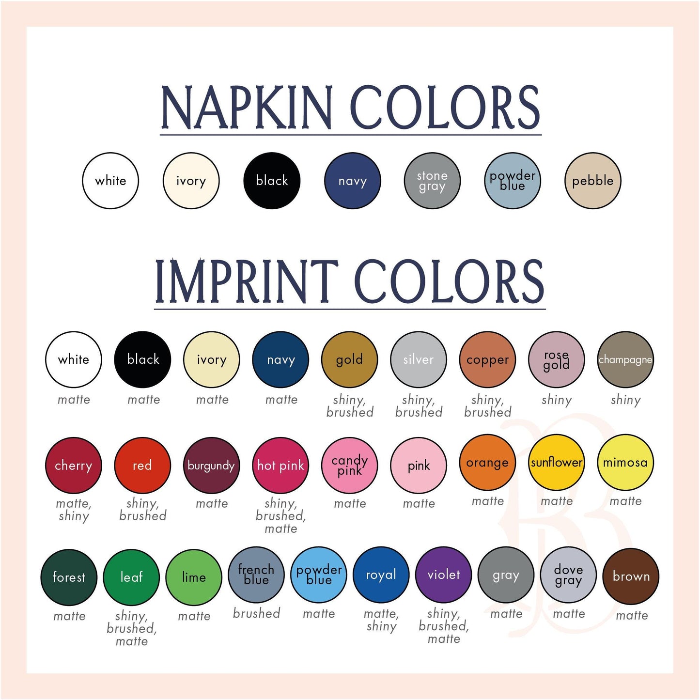 Anchor Crest Custom Wedding Guest Towel Napkins: Personalized Foil Print