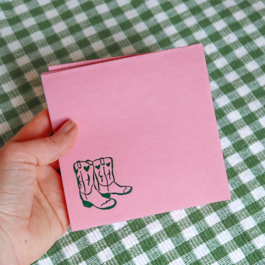 Cowgirl Boot Cocktail Napkin Set 30 Pieces