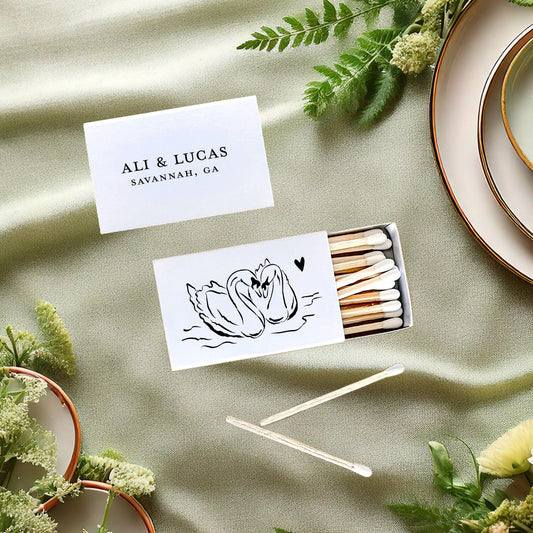 Pair of Swans Sketched Matchboxes