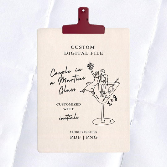 Martini Couple Custom Digital File, For Wedding Signage, Stationery and Party Wares,  Printable Artwork