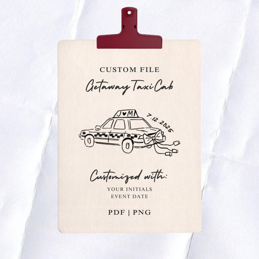 NYC Taxi Custom Digital File: Wedding Signage, Stationery (PDF & PNG)