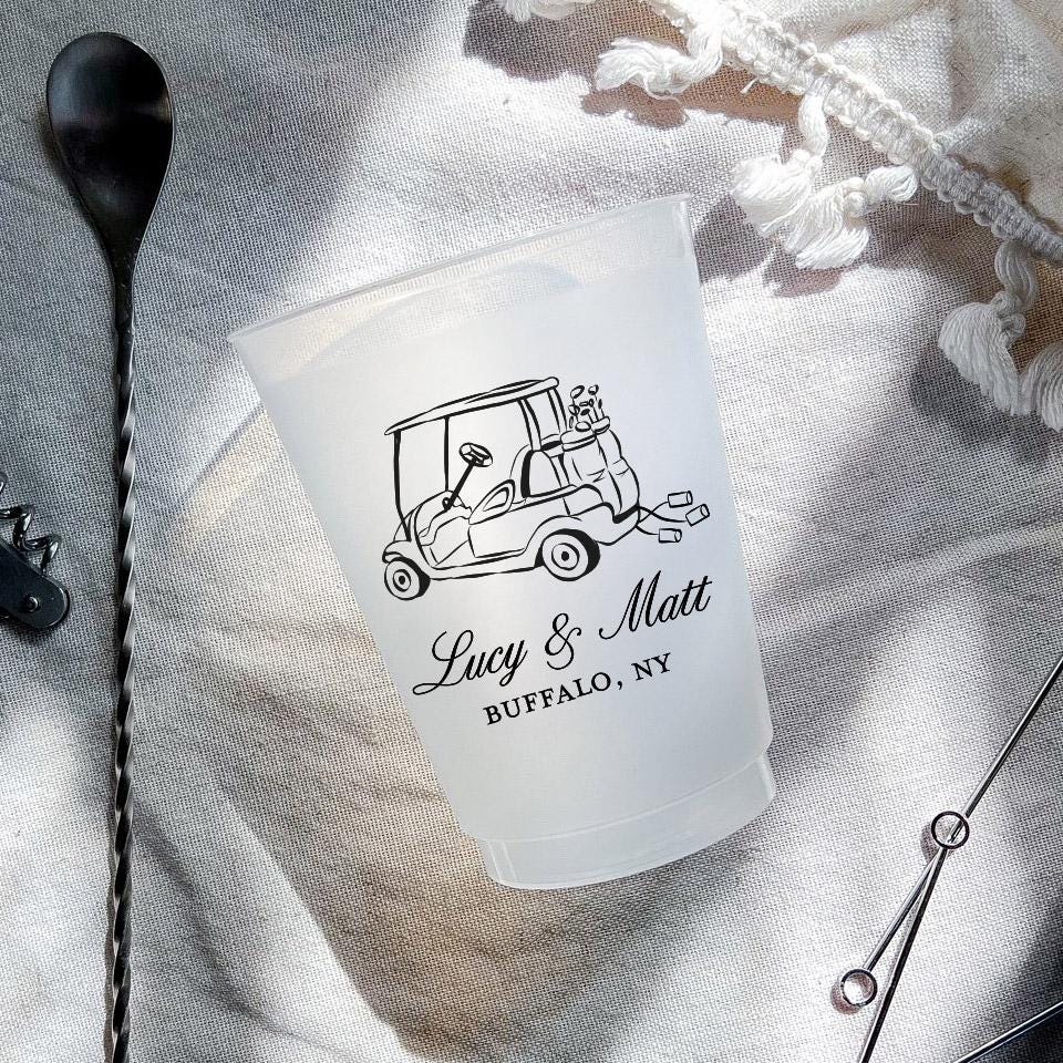 Getaway Golf Cart Plastic Cups: Whimsical Wedding Party Favors