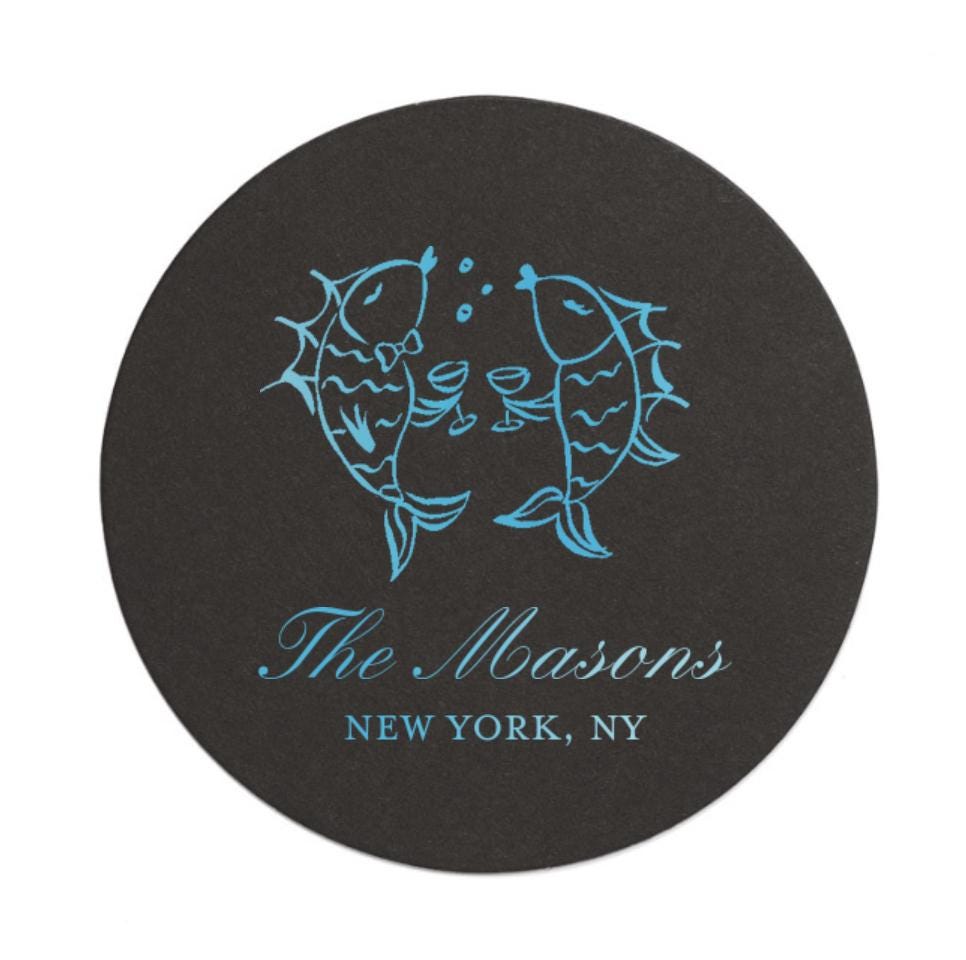 Party Fish Coaster: Whimsical Coastal Wedding Favors