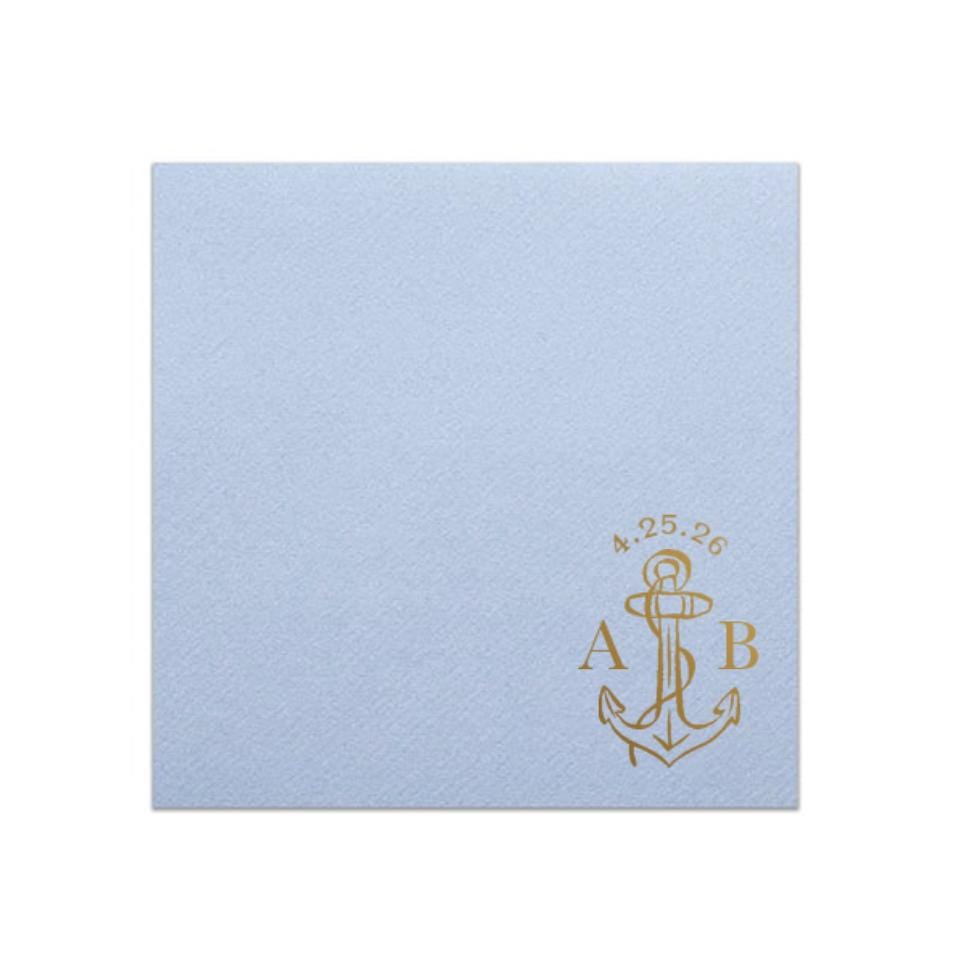 Anchor Crest Cocktail Napkins: Coastal Wedding, Bachelorette Party