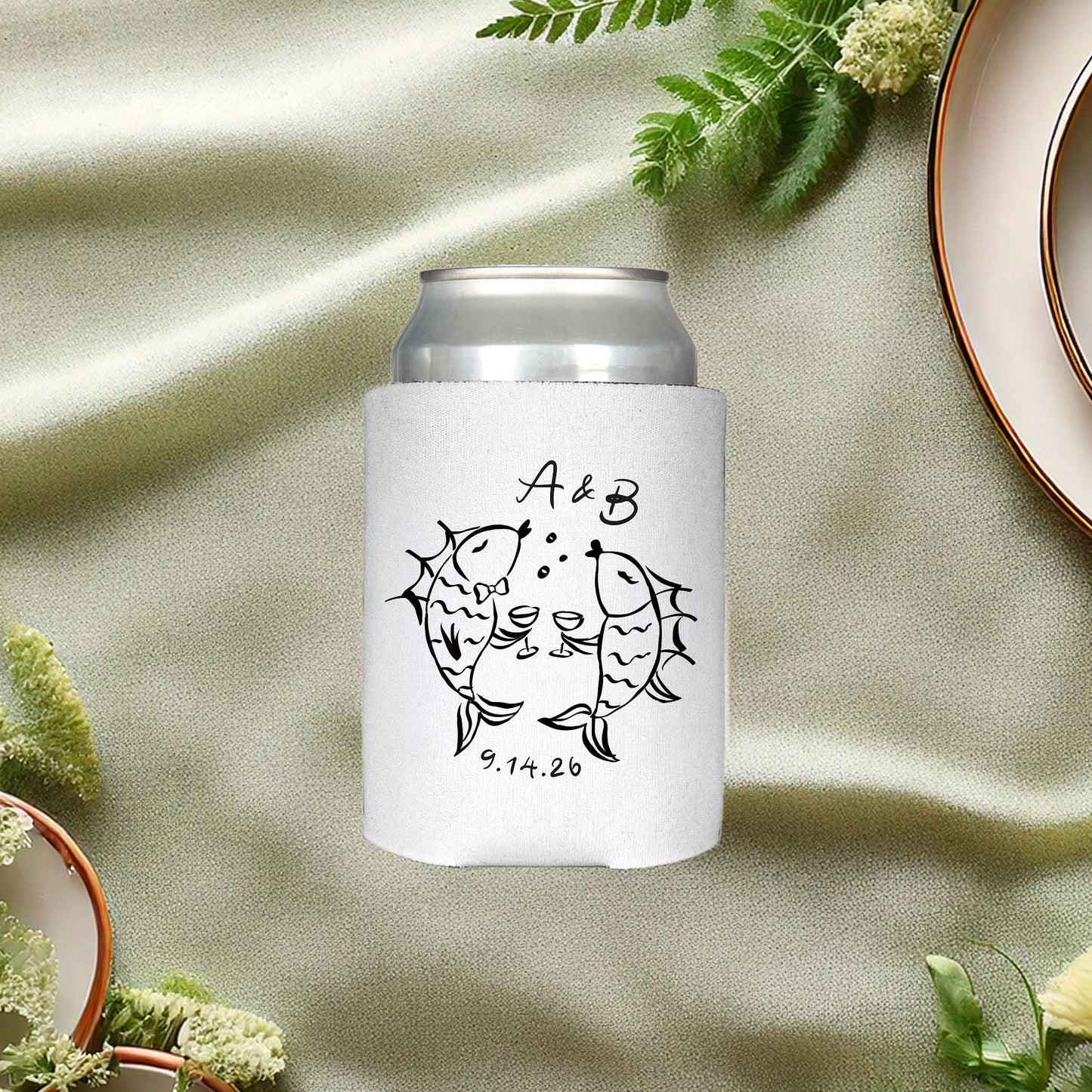 Kissing Fish Can Cooler: Coastal Wedding, Nautical Bachelorette