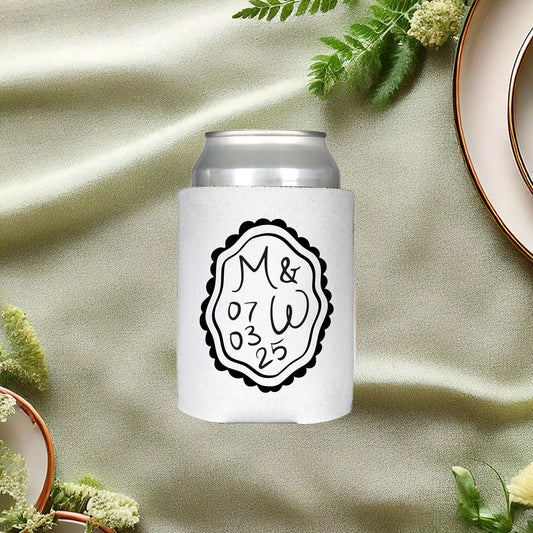 Whimsical Shield Crest Can Cooler: Wedding Favors and Reception Decor