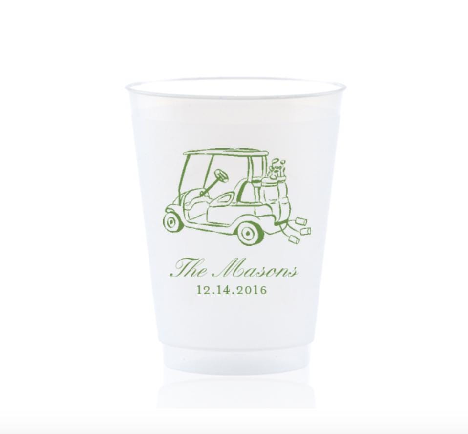 Getaway Golf Cart Plastic Cups: Whimsical Wedding Party Favors