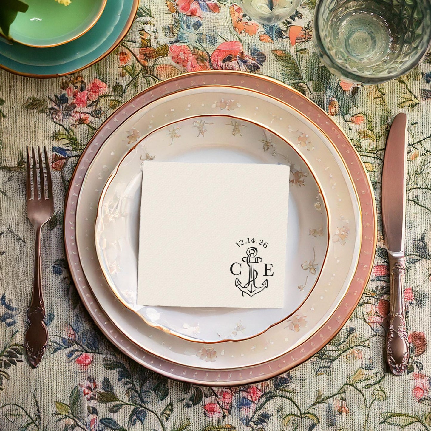 Anchor Crest Cocktail Napkins: Coastal Wedding, Bachelorette Party