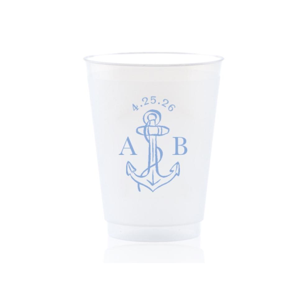 Anchor Crest Frost Flex Plastic Cups: Coastal Wedding, Nautical Bachelorette