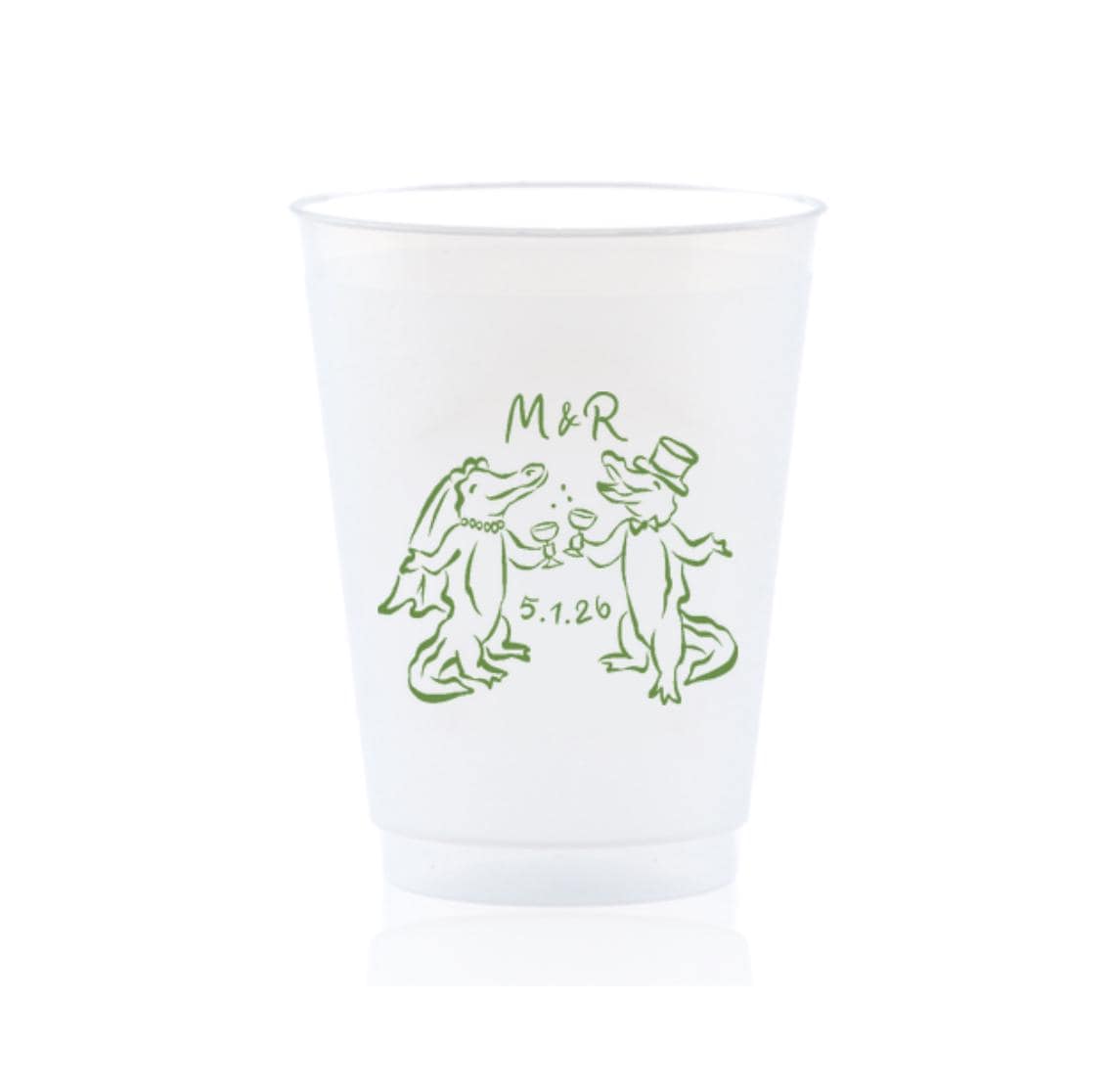Gator Bride and Groom Plastic Cups: Low Country Wedding, New Orleans Reception Party Favors