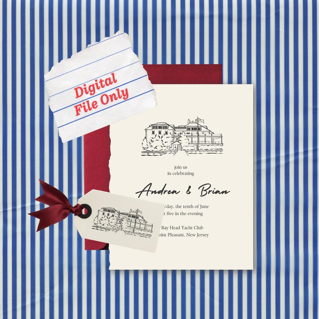 Fully Custom Venue Illustration Digital File, For Wedding Signage, Stationery and Party Wares,  Printable Artwork