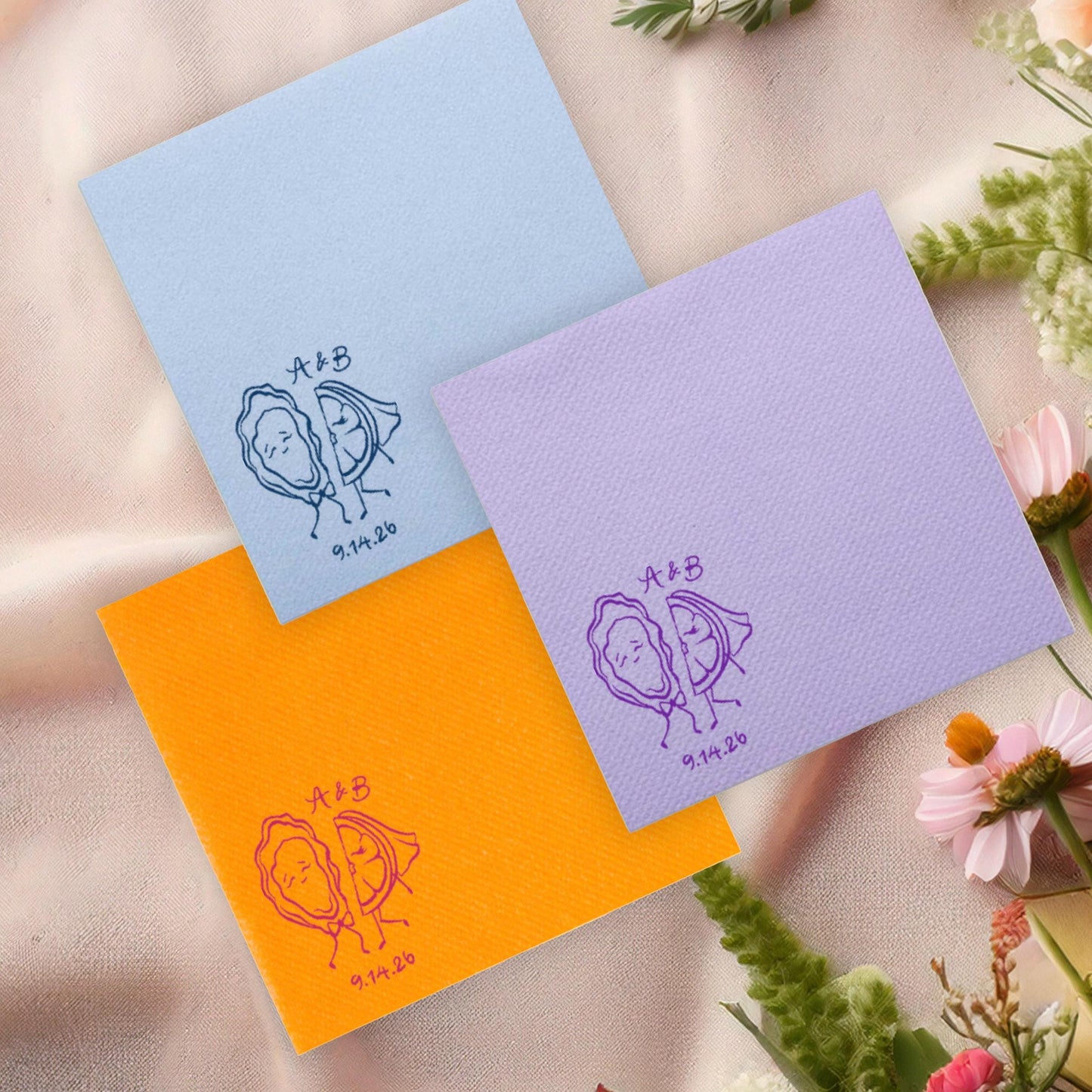 Bride Groom Oyster Cocktail Napkins: Nautical Wedding, Beach Party