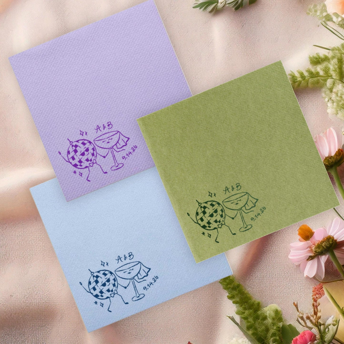 Bride Groom Disco Coupe Cocktail Napkins: After Party Wedding Reception Decor
