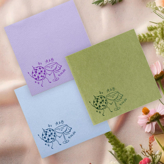 Bride Groom Disco Coupe Cocktail Napkins: After Party Wedding Reception Decor