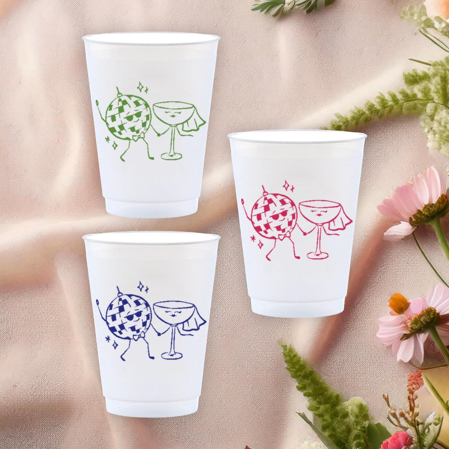 Bride Groom Disco Ball Plastic Cups: Dancing Wedding, After Party Favors