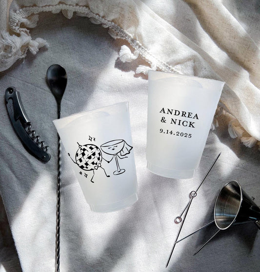 Bride Groom Disco Ball Plastic Cups: Dancing Wedding, After Party Favors