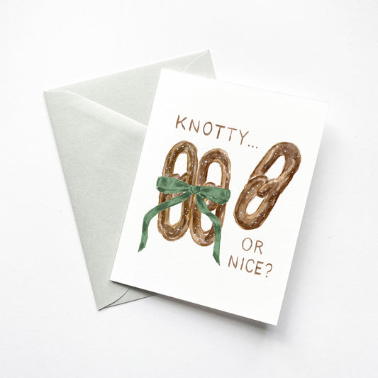 Knotty or Nice Pretzel Holiday Card