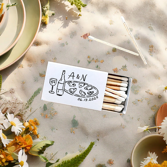 Whimsical Wine and Oyster Matchboxes