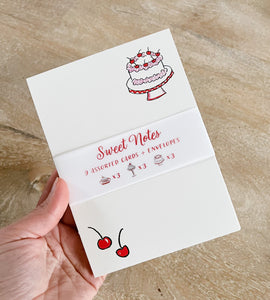 Cherry Cakes Valentine's Note Card Set