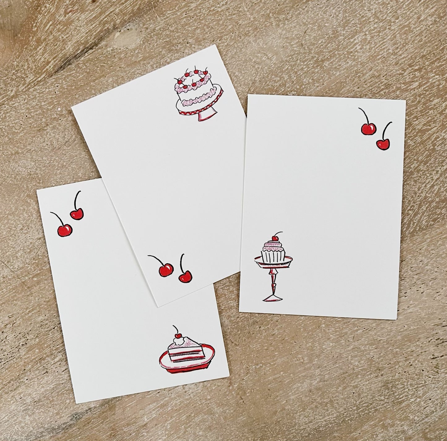 Cherry Cakes Valentine's Note Card Set