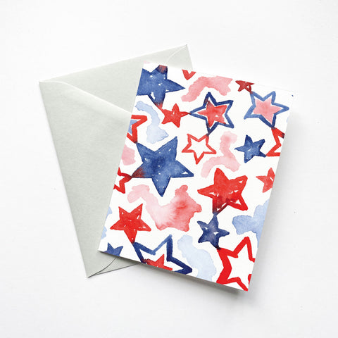 Abstract Fourth of July Stars Card