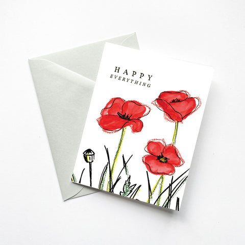 Happy Everything Poppy Floral Card